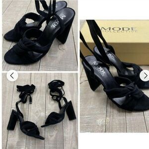 The Mode Collective Kimber Sandal in BLACK GORGEOUS Suede Leather